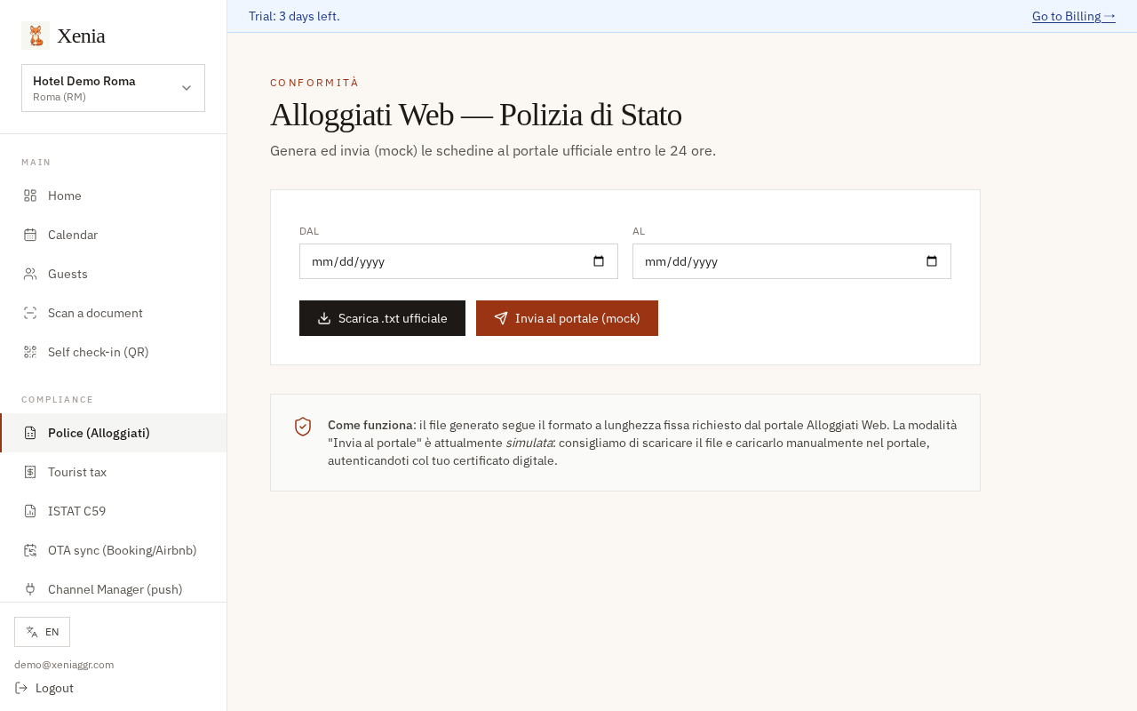 Alloggiati Web page