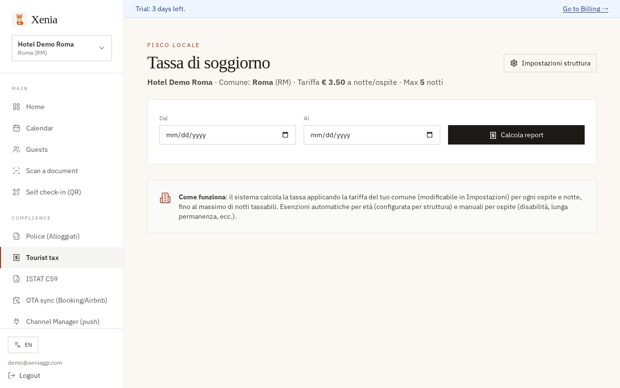 Tourist tax page