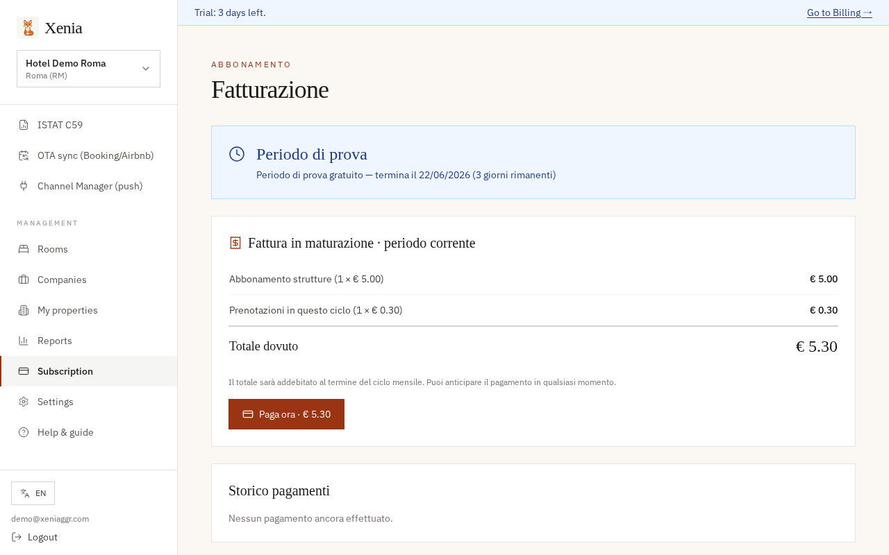 Billing page